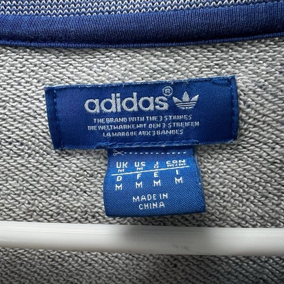 Adidas Trefoil Crew Neck Sweatshirt Womens Size Medium Blue Heathered Terry - Picture 9 of 13